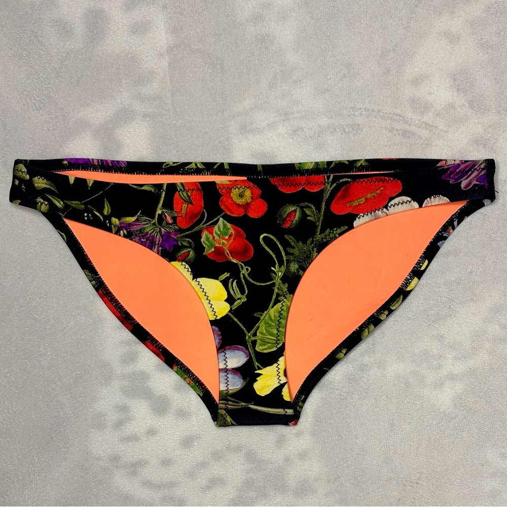 Triangl Black Floral Neoprene Swimsuit Swim Bikini Bottom M Medium